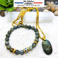 DUO BRACELET ET PENDENTIF LABRADORITE