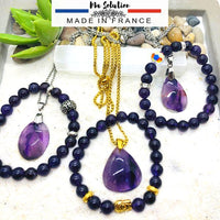 DUO BRACELET ET PENDENTIF ANTI STRESS AMETHYSTE