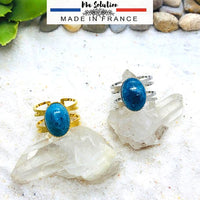 BAGUE RÉGLABLE APATITE BLEUE