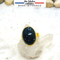 BAGUE REGLABLE OBSIDIENNE FLOCON DE NEIGE