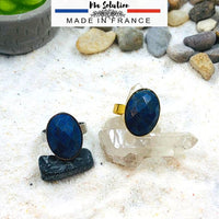 BAGUE REGLABLE  LAPIS LAZULI Acier