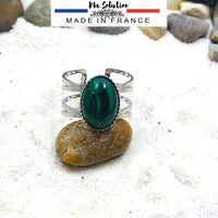 BAGUE MALACHITE acier chirurgical