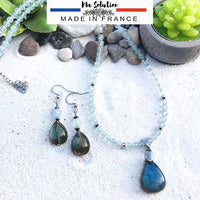 PARURE AIGUE MARINE ET LABRADORITE