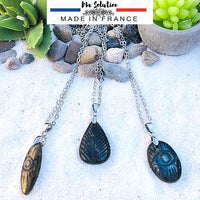 COLLIER PENDENTIF PROTECTION LABRADORITE GRAVÉE