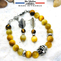 PARURE OEIL DE TIGRE DORÉ