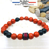 Bracelet homme Énergie et Protection en Jaspe Rouge et Obsidienne