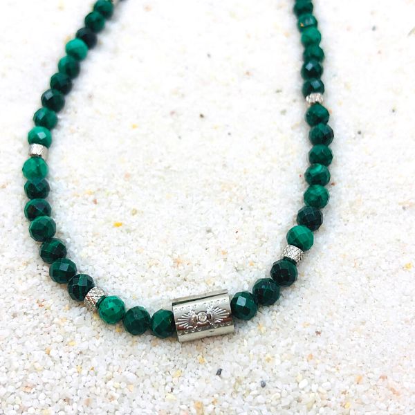 Lot De 3 Colliers En Pierre Malachite - Bijoux Occasion, Pierre Verte Naturelle