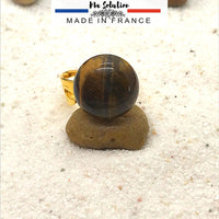 BAGUE DESIGN OEIL DE TIGRE Plaqué Or 24k