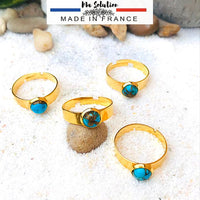 BAGUE REGLABLE ACIER TURQUOISE PM