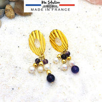 BOUCLES AMETHYSTES ET PERLES DE CULTURE