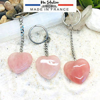 PORTE CLES COEUR QUARTZ ROSE