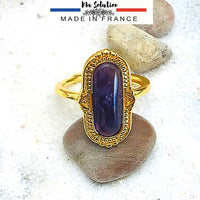 BAGUE REGLABLE OVALE PIERRE AMÉTHYSTE