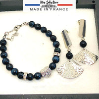PARURE OEIL DE TIGRE BLEU (œil de faucon)