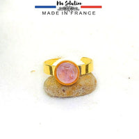 BAGUE AMÉTHYSTE 8 MM acier doré