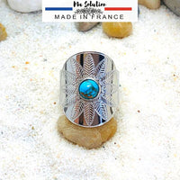 BAGUE AJUSTABLE ETHNIQUE ET TURQUOISE