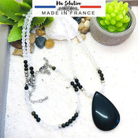 PARURE CRISTAL DE ROCHE ET OBSIDIENNE