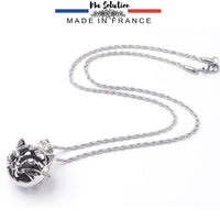 COLLIER CHAT ET PIERRE DE LAVE