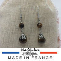 BOUCLES PENDANTE OEIL DE TIGRE - Ma Solution Bijoux