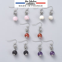 BOUCLES PENDANTE FLEURS PIERRES NATURELLES