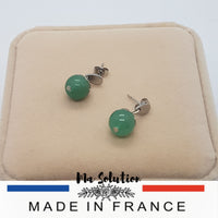 CLOUS OREILLES AVENTURINE 10 mm - Ma Solution Bijoux