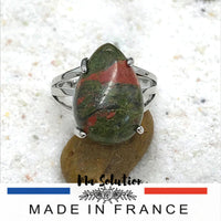 BAGUE REGLABLE LARME UNAKITE Laiton