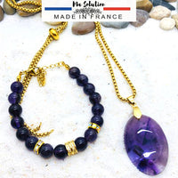 PARURE PENDENTIF ANTI STRESS AMETHYSTE
