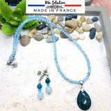 PARURE COMMUNICATION AIGUE MARINE ET APATITE