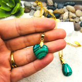 PENDENTIF MALACHITE acier doré