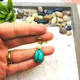 PENDENTIF MALACHITE acier doré
