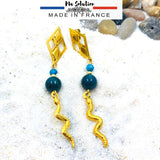 Boucles d'oreille apatite bleu