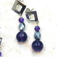 Boucles d'oreille en améthyste et thérahertz