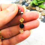 Boucles d'oreille citrine et obsidienne