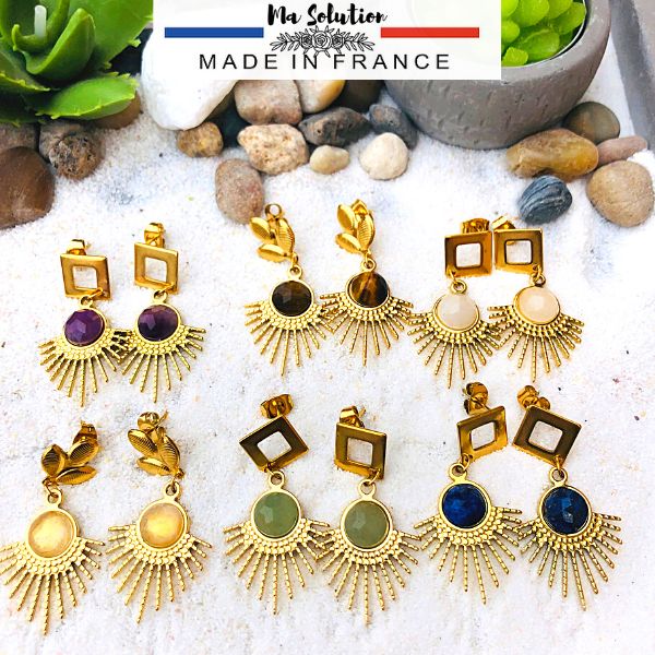 BOUCLES SOLEIL PIERRES AUX CHOIX