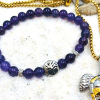 Bracelet en Améthyste et Collier en Acier Inoxydable tortue