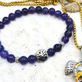 Bracelet en Améthyste et Collier en Acier Inoxydable tortue