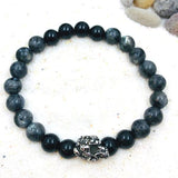 Bracelet homme Labradorite avec Perle Tête de Mort