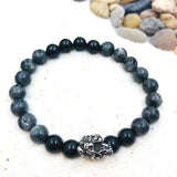 Bracelet homme Labradorite avec Perle Tête de Mort