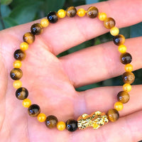 BRACELET ABONDANCE PIXIU Œil de tigre et jade