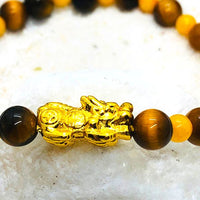 BRACELET ABONDANCE PIXIU Œil de tigre et jade