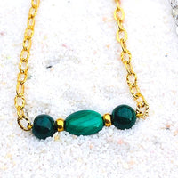 COLLIER 3 PIERRES MALACHITE