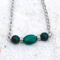 COLLIER 3 PIERRES MALACHITE