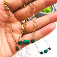 COLLIER 3 PIERRES MALACHITE