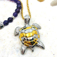 Bracelet en Améthyste et Collier en Acier Inoxydable tortue