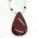 COLLIER JASPE ROUGE ET PERLES DE CULTURE