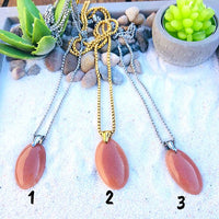 PENDENTIF PIERRE DE LUNE ROSE acier
