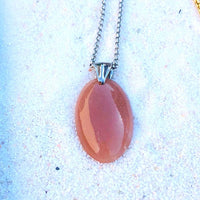 PENDENTIF PIERRE DE LUNE ROSE acier