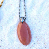 PENDENTIF PIERRE DE LUNE ROSE acier