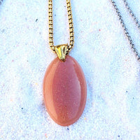 PENDENTIF PIERRE DE LUNE ROSE acier