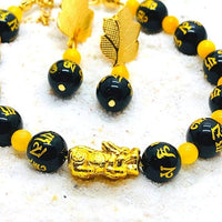 PARURE ABONDANCE PIXIU Obsidienne et jade