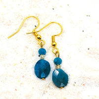 BOUCLES APATITE BLEU plaqué or